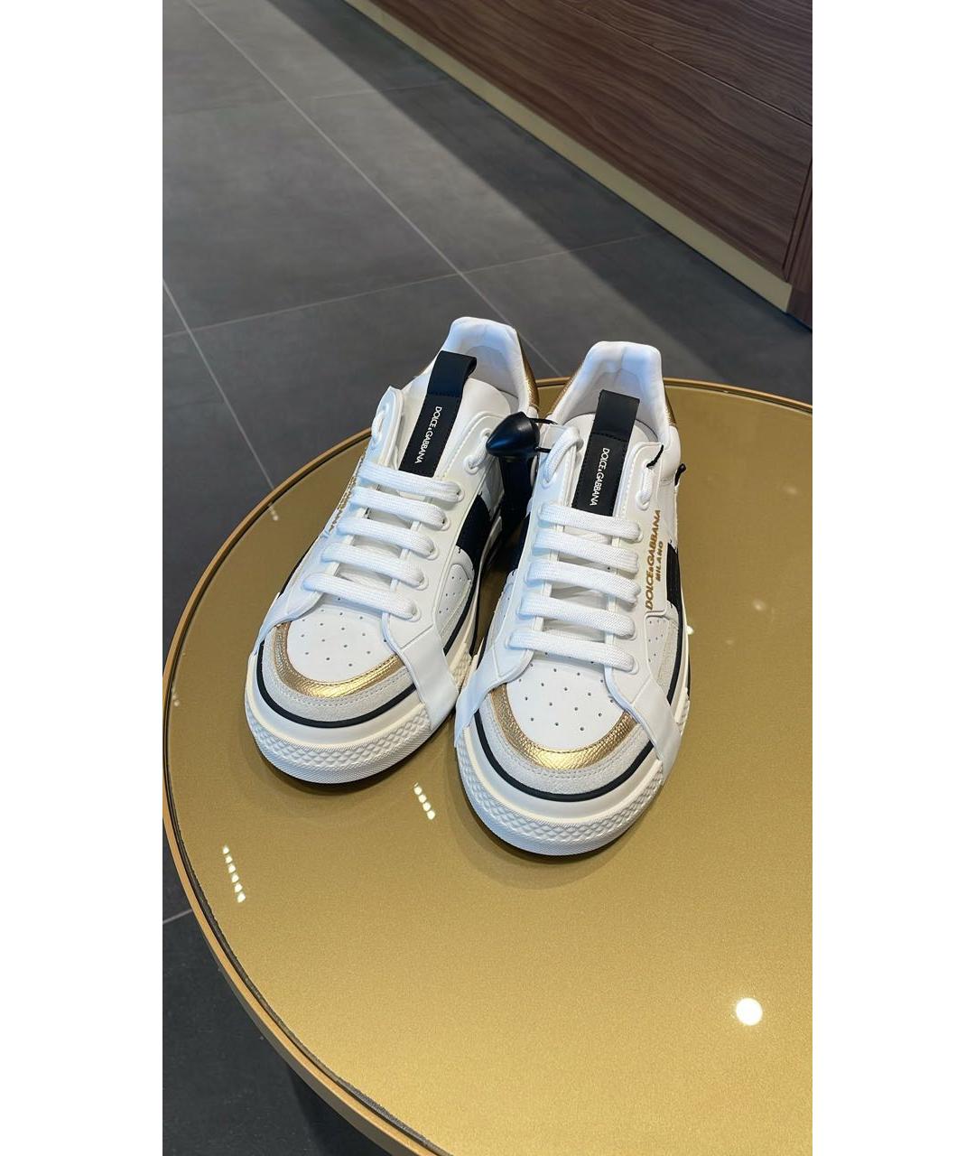 DOLCE&GABBANA Белые кожаные кеды, фото 2