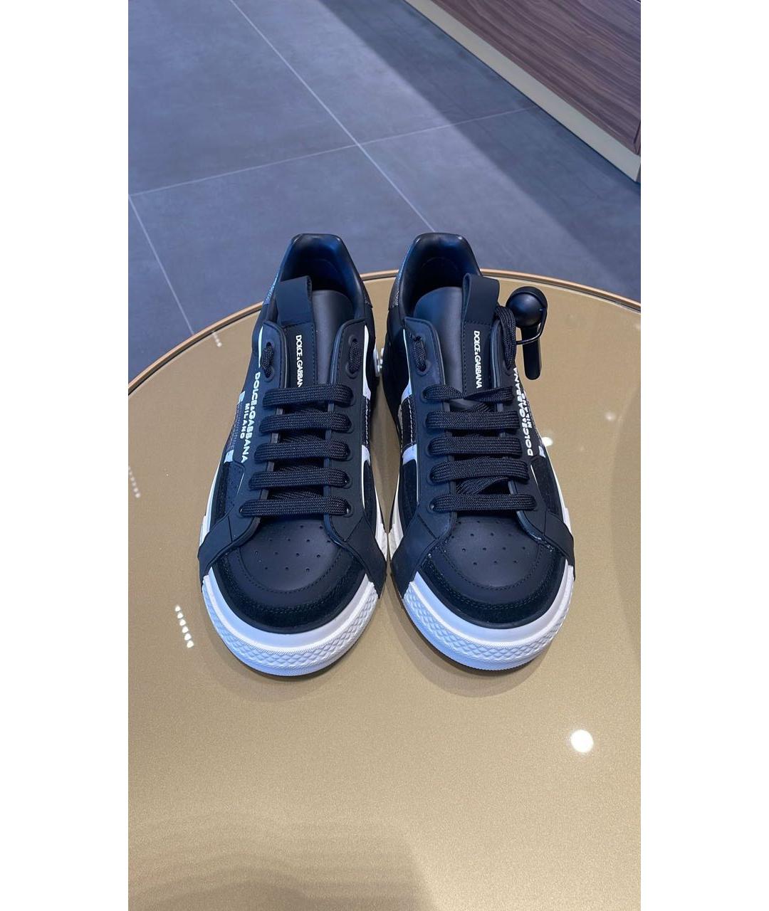 DOLCE&GABBANA Черные кожаные кеды, фото 2