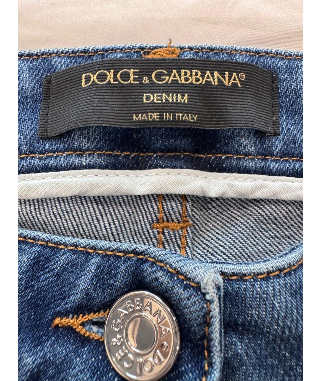 DOLCE&GABBANA Синие хлопковые джинсы слим, фото 3