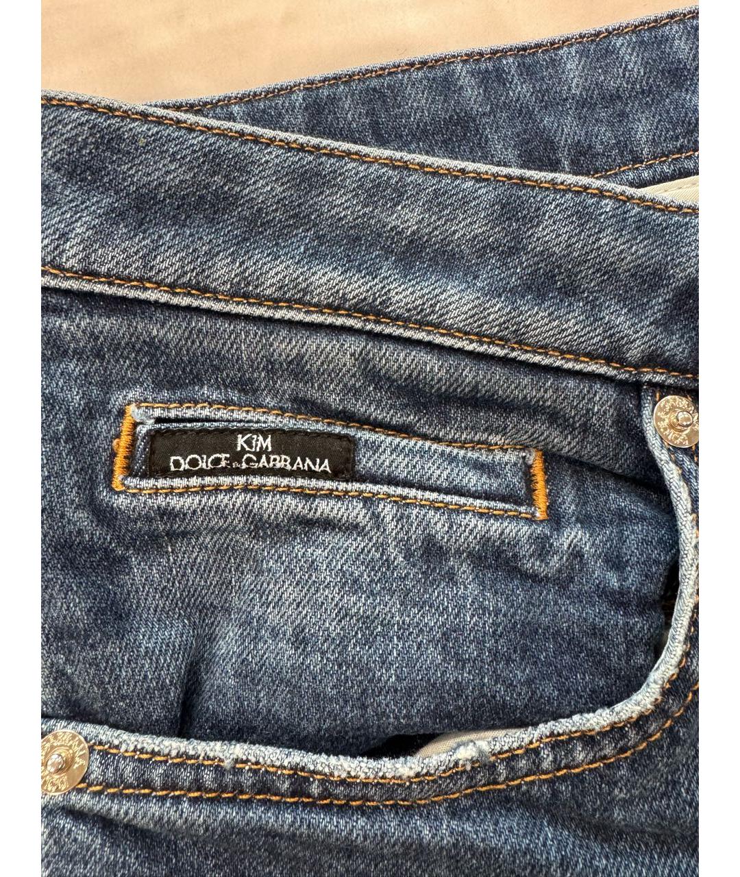 DOLCE&GABBANA Синие хлопковые джинсы слим, фото 4