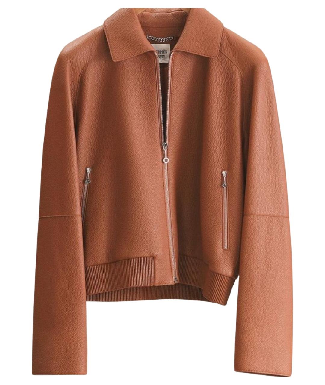 HERMES Коричневая кожаная куртка, фото 1