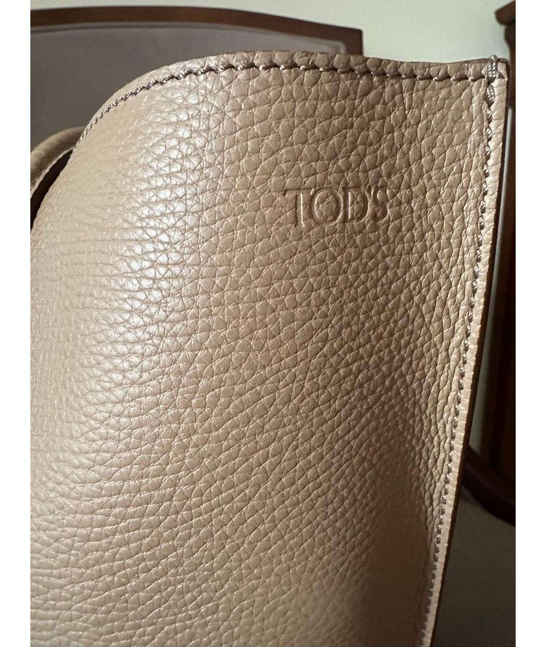 TOD'S Бежевая кожаная сумка тоут, фото 8