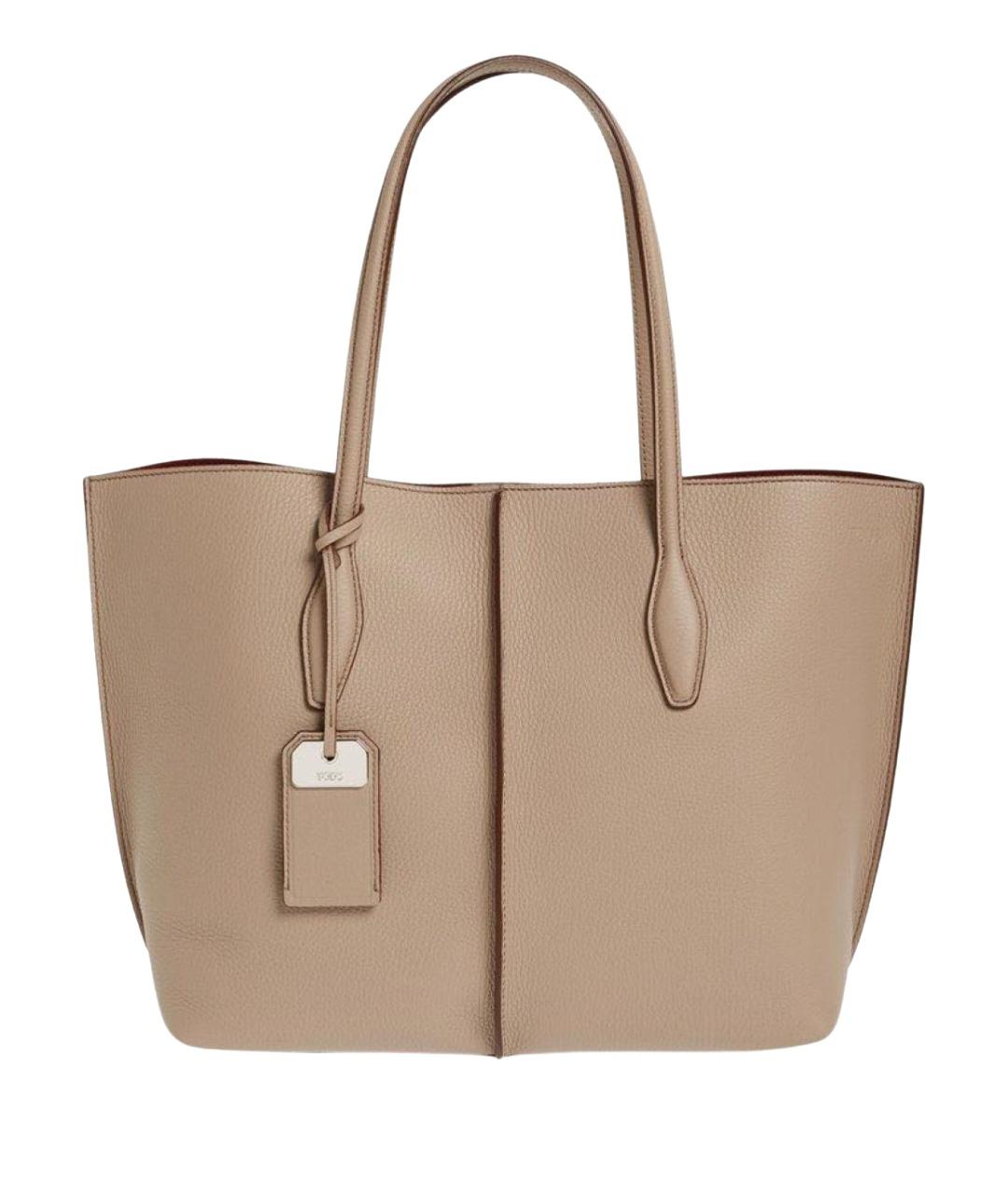 TOD'S Бежевая кожаная сумка тоут, фото 10