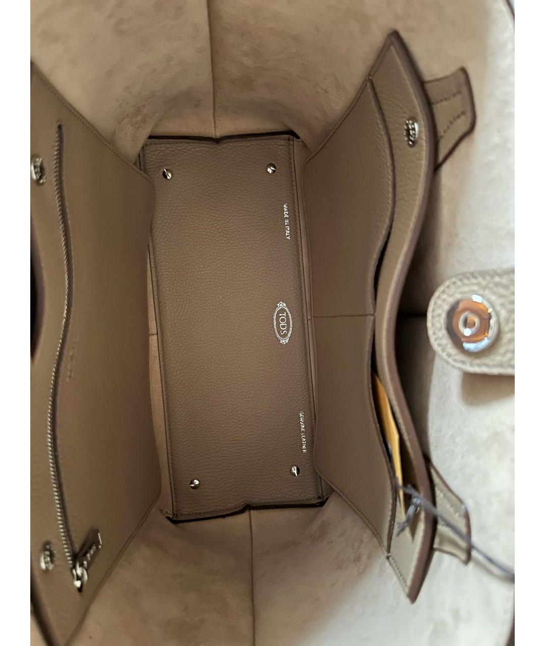 TOD'S Бежевая кожаная сумка тоут, фото 4