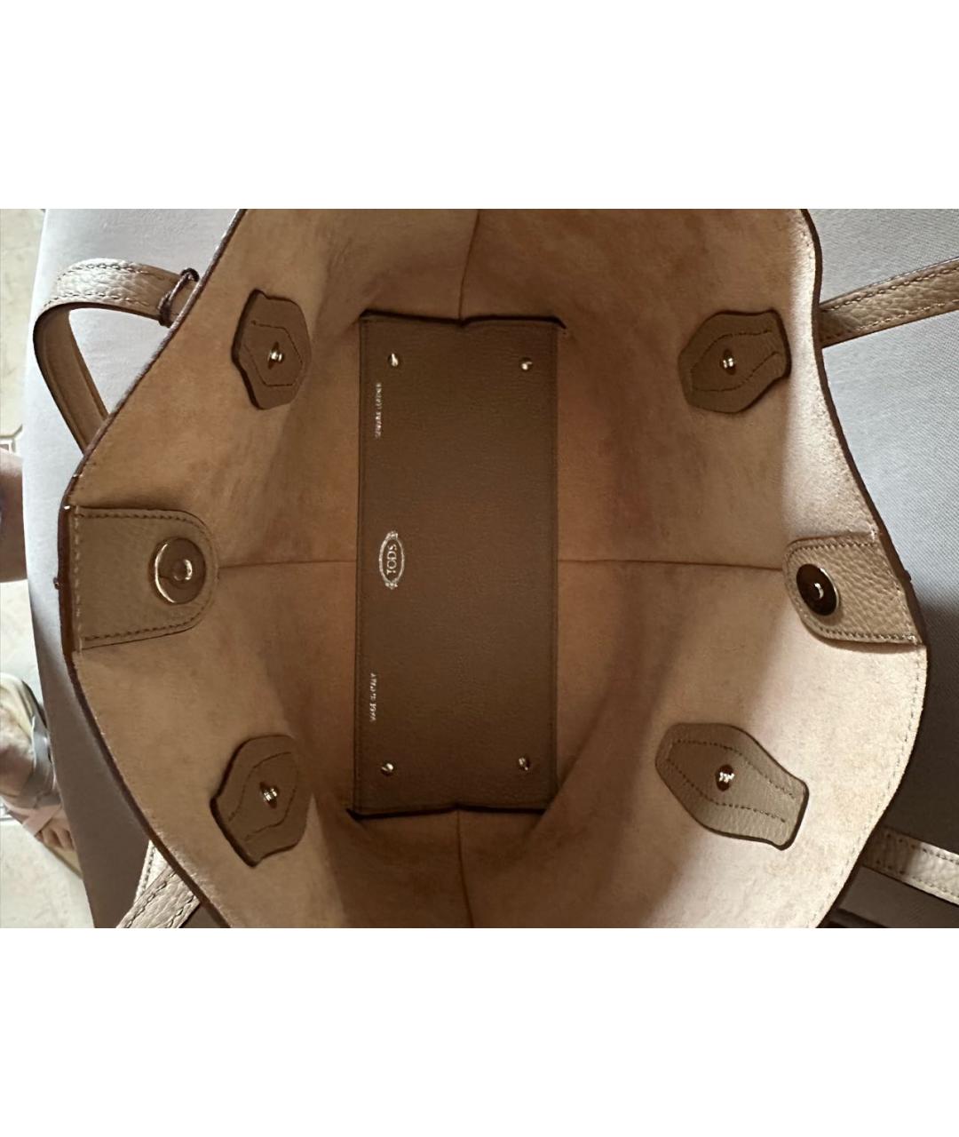 TOD'S Бежевая кожаная сумка тоут, фото 6