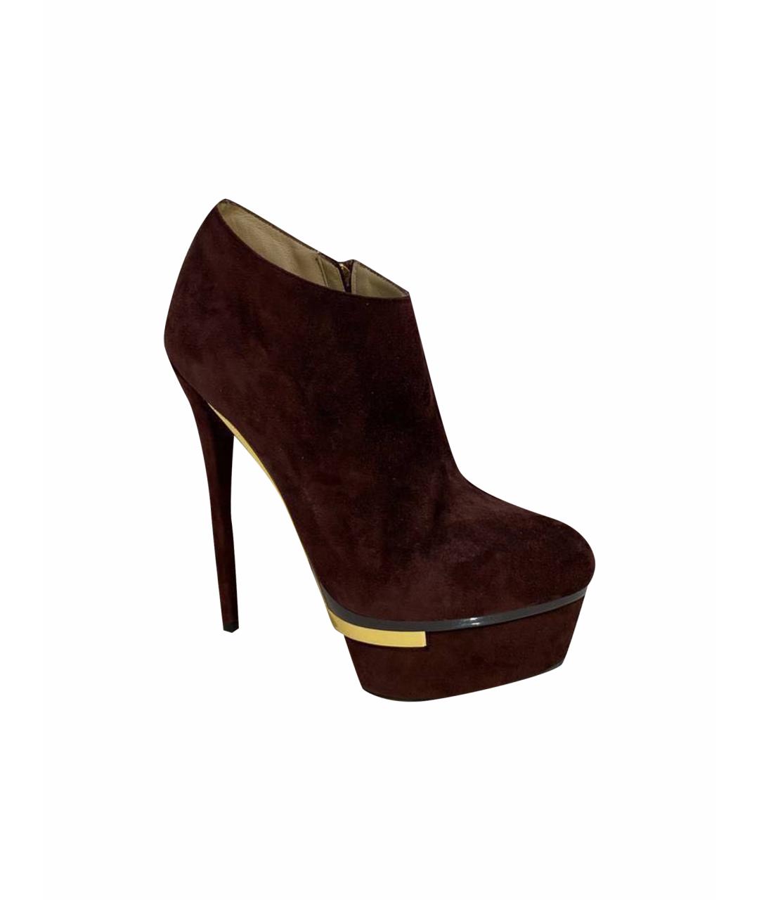 LE SILLA Бордовые замшевые ботинки, фото 1