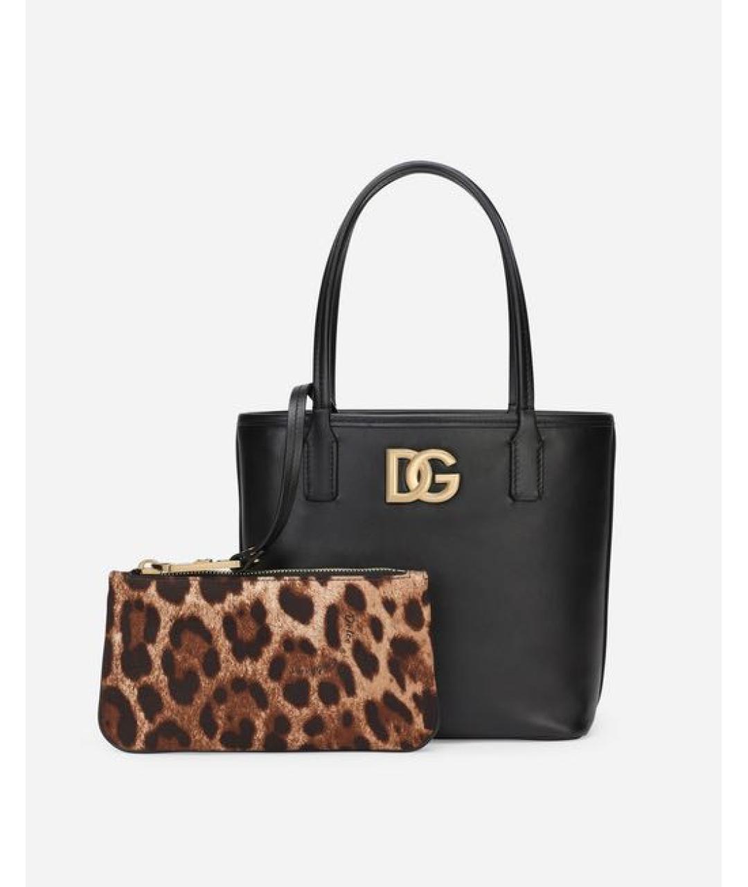 DOLCE&GABBANA Черная кожаная сумка с короткими ручками, фото 5