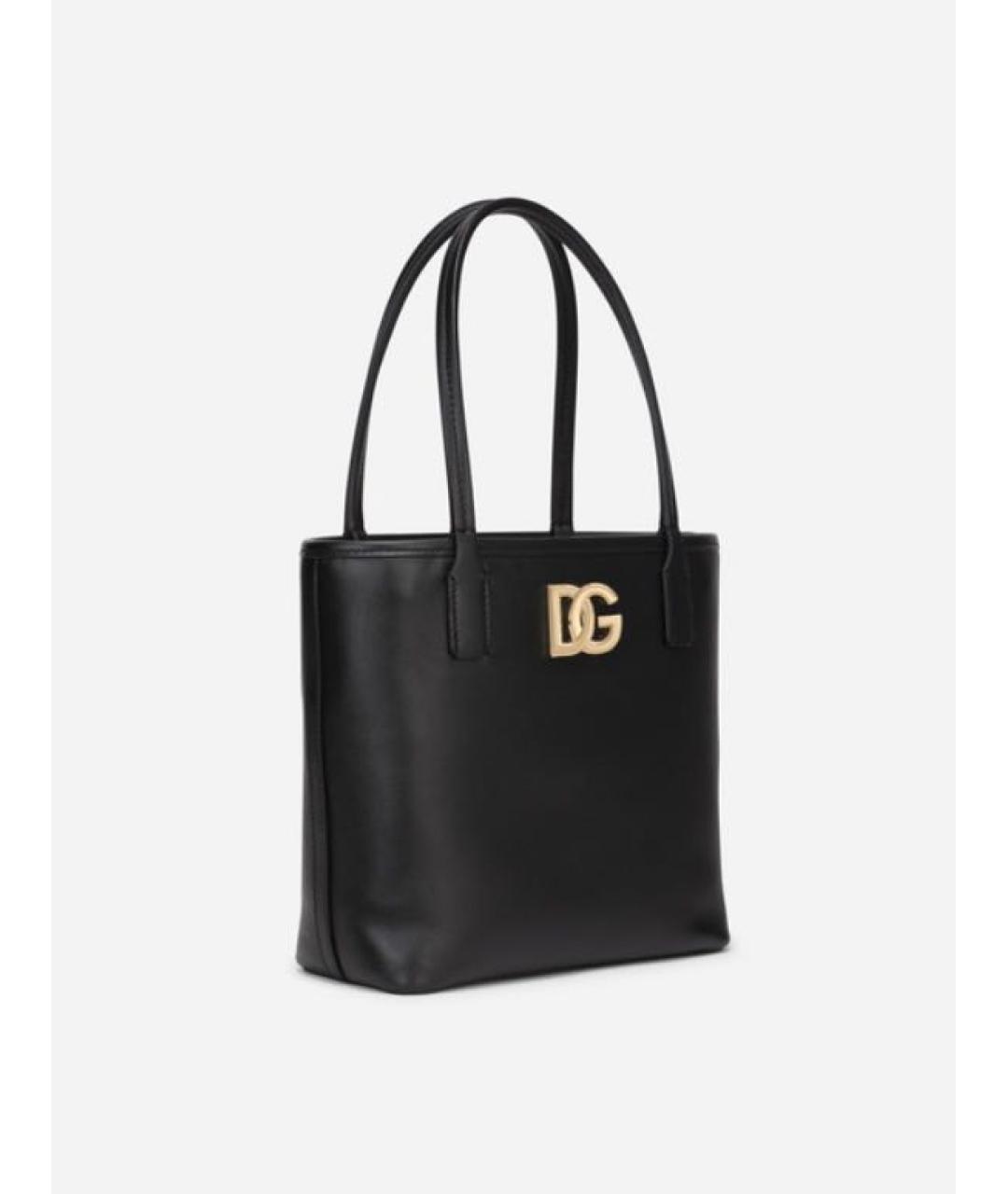 DOLCE&GABBANA Черная кожаная сумка с короткими ручками, фото 2