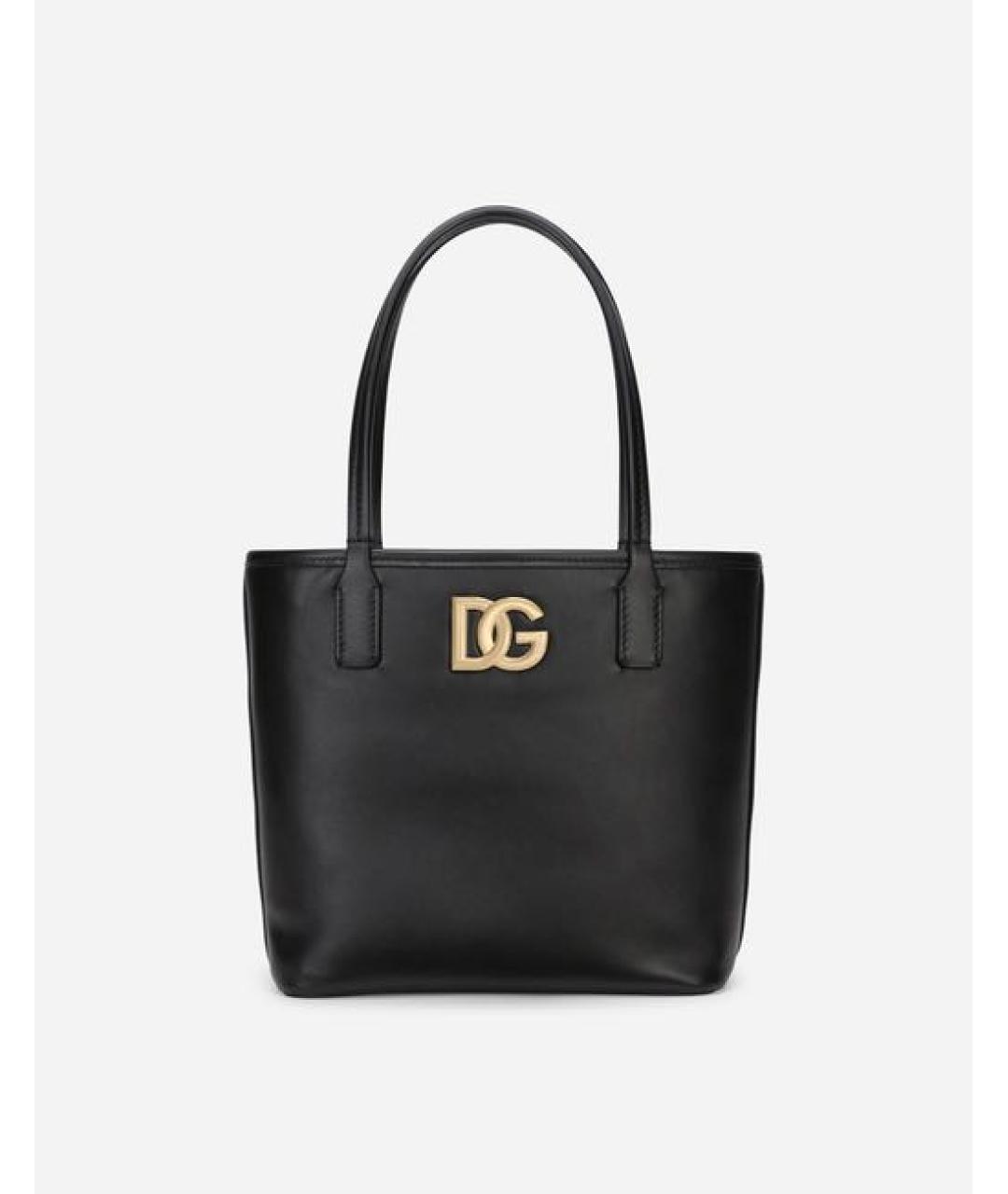 DOLCE&GABBANA Черная кожаная сумка с короткими ручками, фото 3