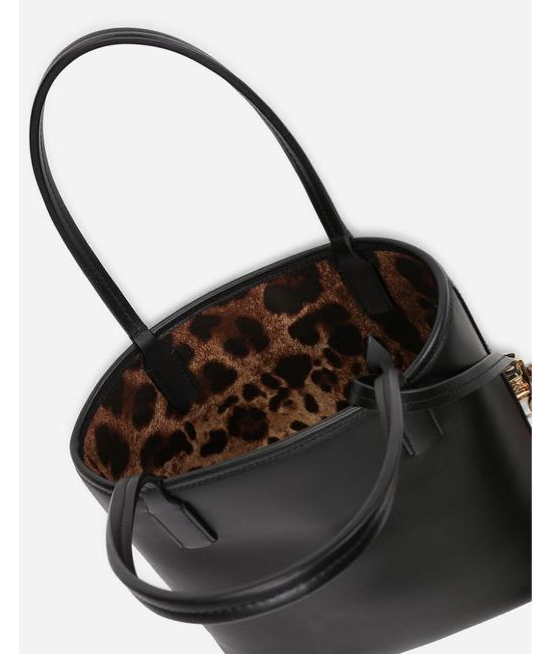 DOLCE&GABBANA Черная кожаная сумка с короткими ручками, фото 4