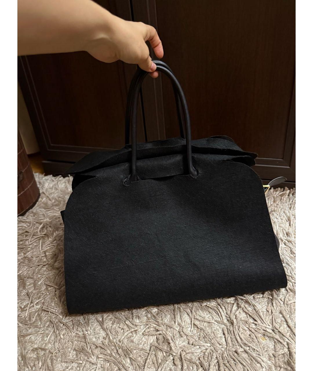 THE ROW Черная кожаная сумка с короткими ручками, фото 3