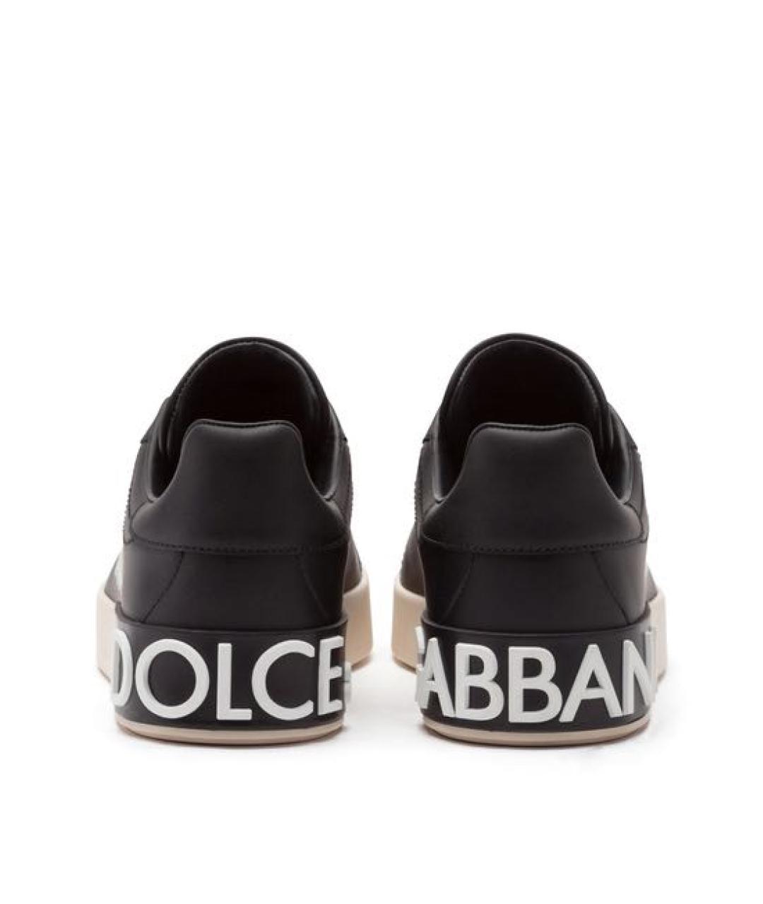 DOLCE&GABBANA Черные кожаные кеды, фото 4