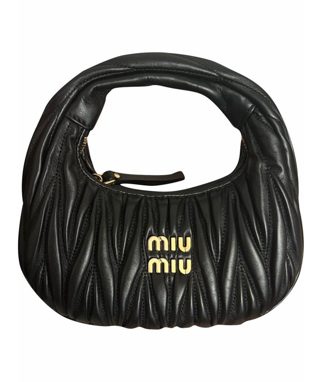 MIU MIU Черная кожаная сумка с короткими ручками, фото 1