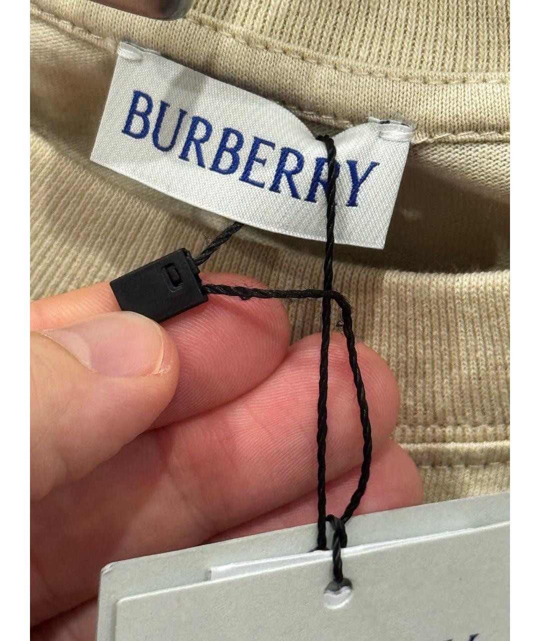 BURBERRY Бежевая хлопковая футболка, фото 5