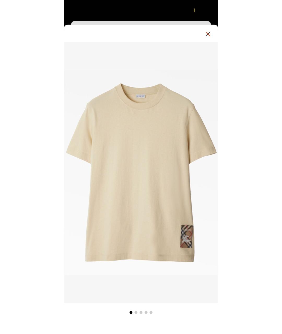 BURBERRY Бежевая хлопковая футболка, фото 7