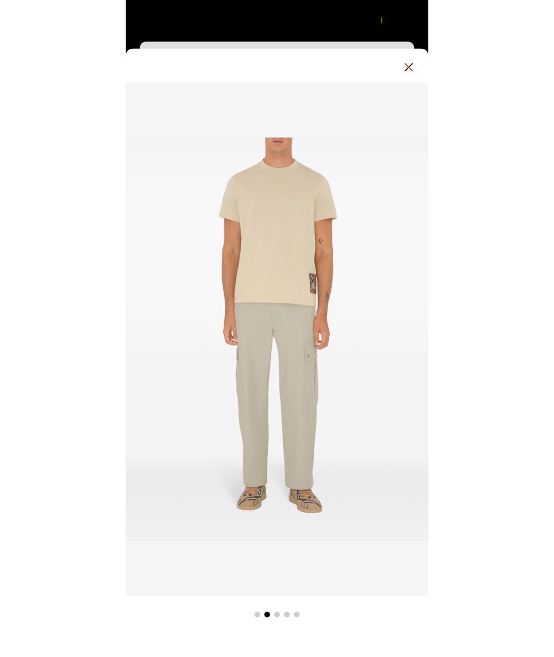 BURBERRY Бежевая хлопковая футболка, фото 6