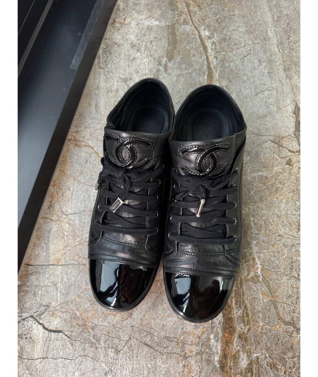 CHANEL Черные кожаные кроссовки, фото 3