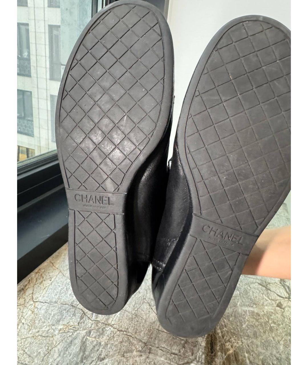 CHANEL Черные кожаные кроссовки, фото 5