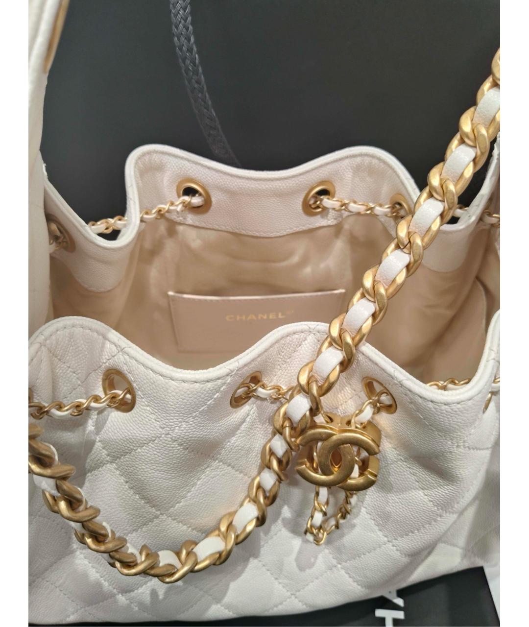 CHANEL Белая кожаная сумка через плечо, фото 9