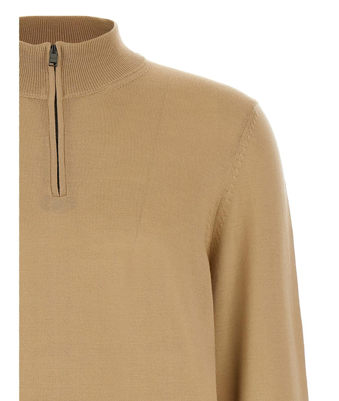 HUGO BOSS Бежевый шерстяной джемпер / свитер, фото 3