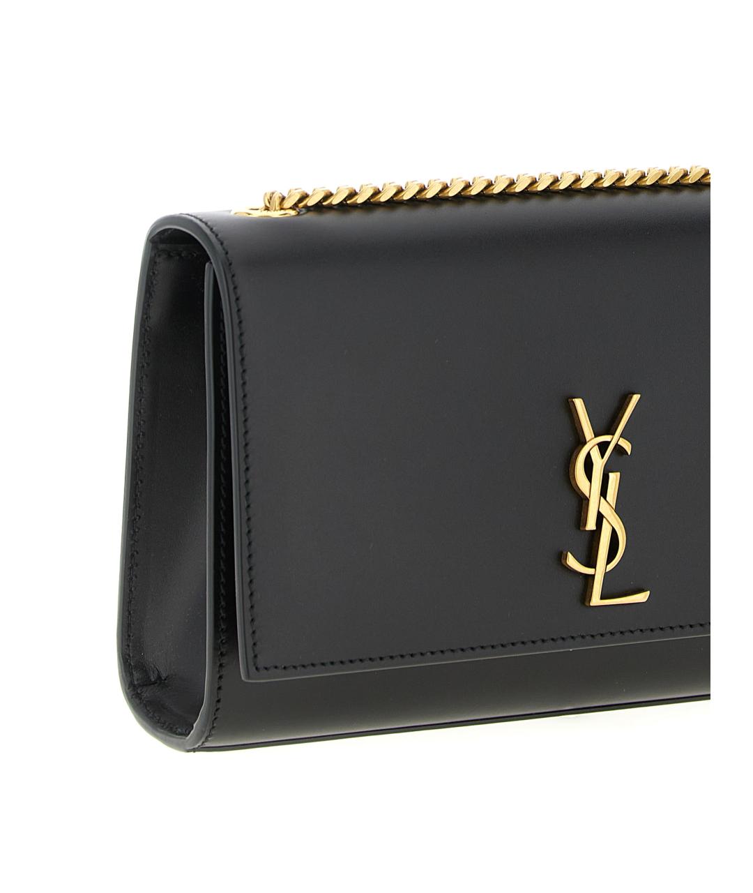 SAINT LAURENT Черная кожаная сумка через плечо, фото 2