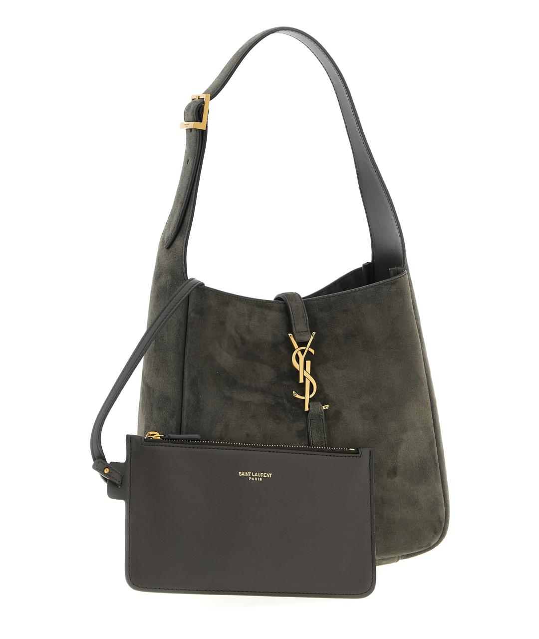 SAINT LAURENT Серая замшевая сумка через плечо, фото 3