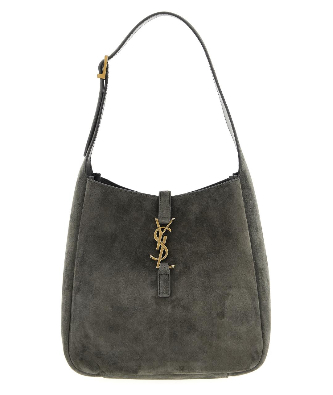 SAINT LAURENT Серая замшевая сумка через плечо, фото 1
