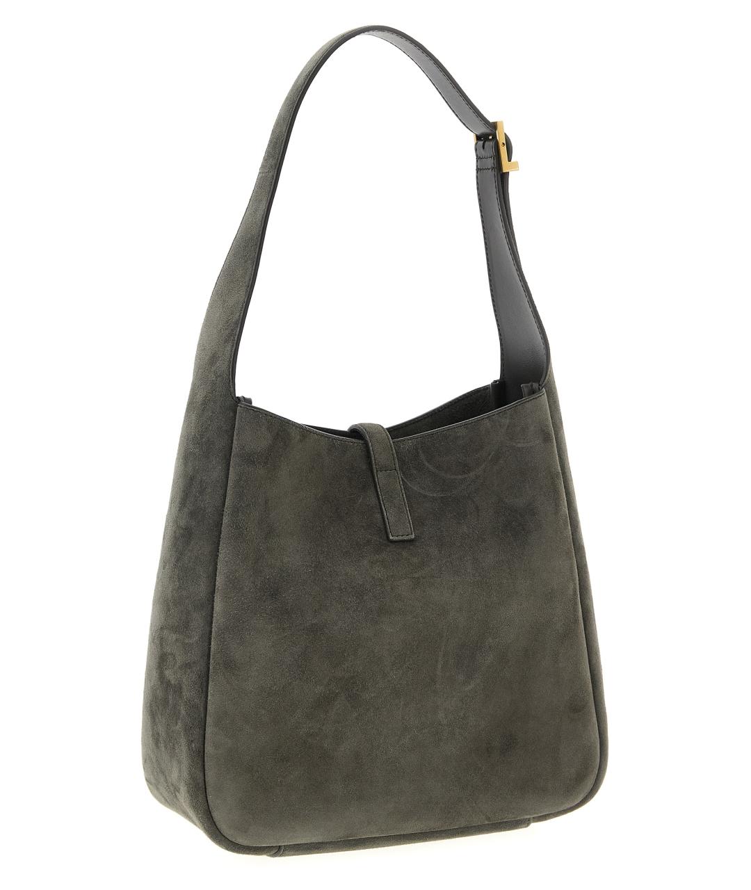 SAINT LAURENT Серая замшевая сумка через плечо, фото 2