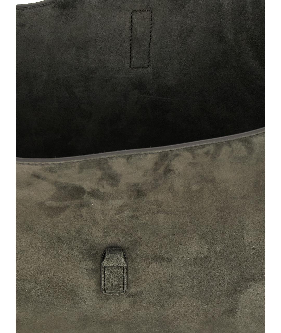 SAINT LAURENT Серая замшевая сумка через плечо, фото 4