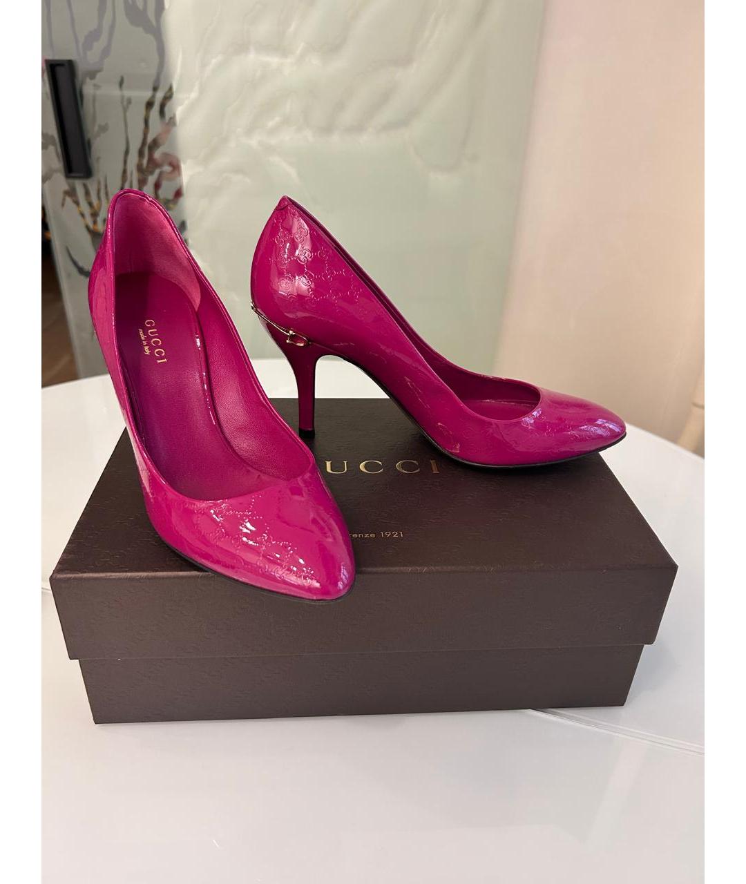 GUCCI Фуксия туфли из лакированной кожи, фото 7