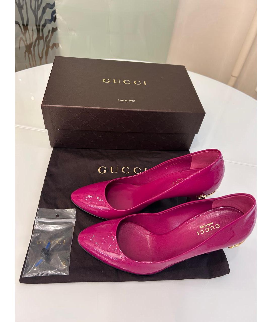 GUCCI Фуксия туфли из лакированной кожи, фото 6