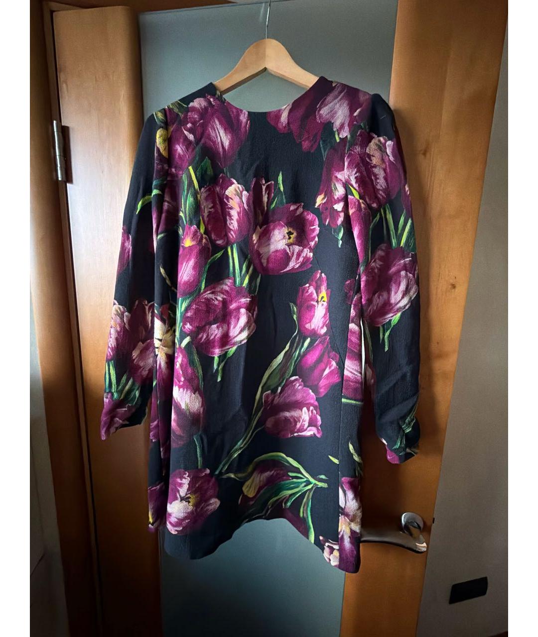 DOLCE&GABBANA Черное шелковое повседневное платье, фото 6