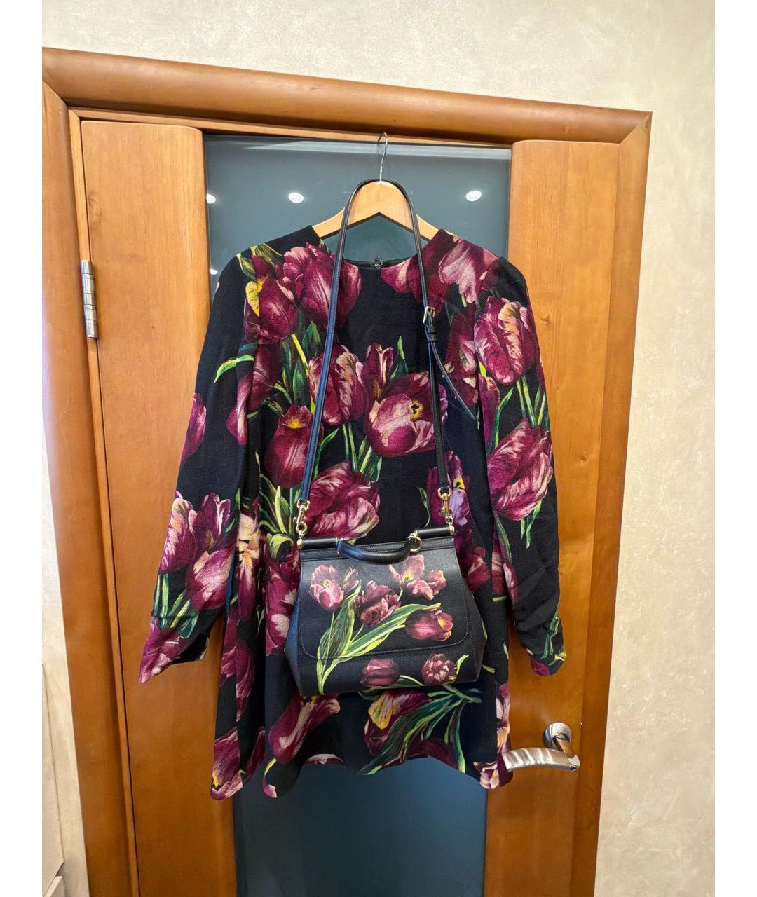 DOLCE&GABBANA Черное шелковое повседневное платье, фото 5