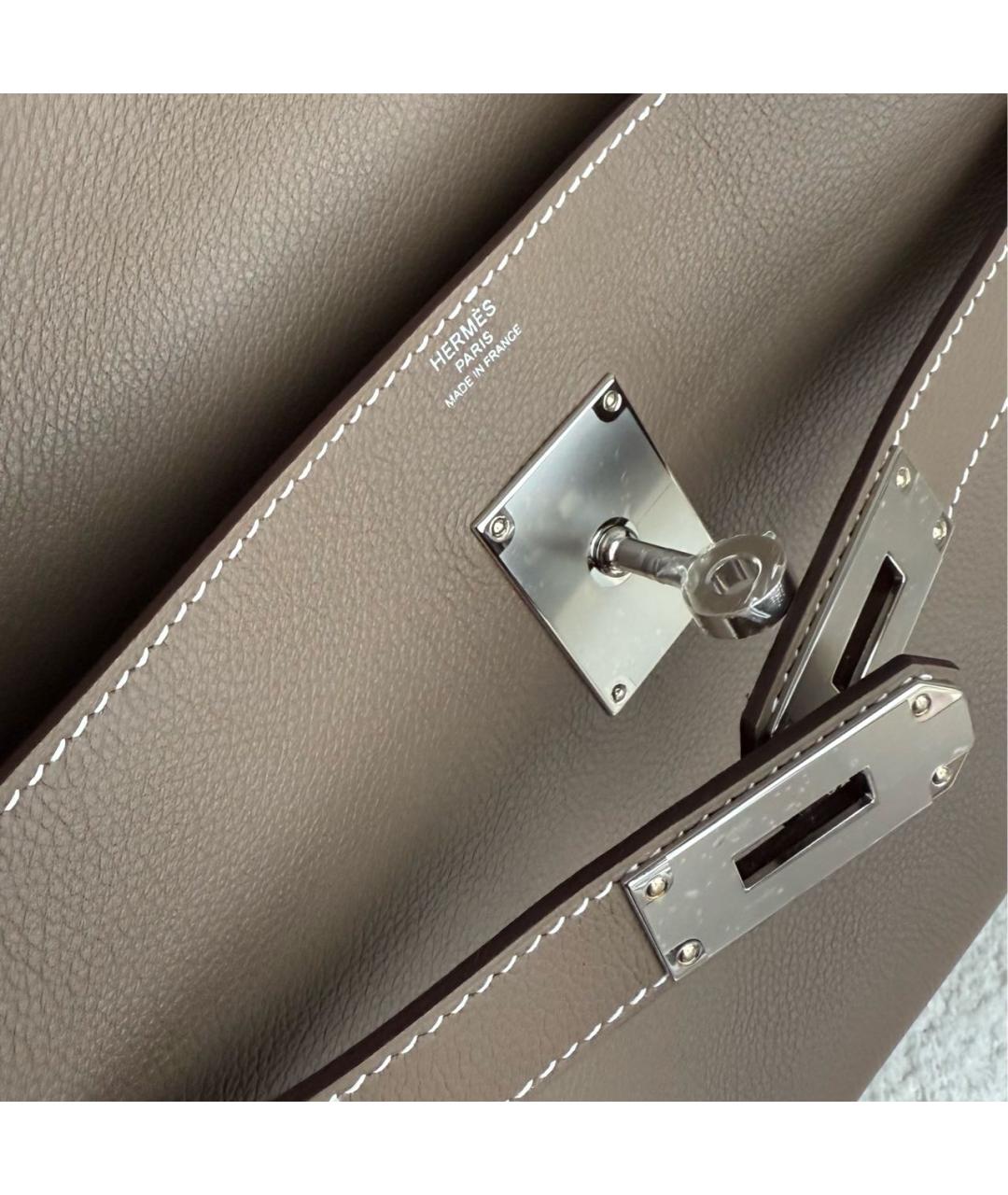 HERMES Серая кожаная сумка на плечо, фото 5