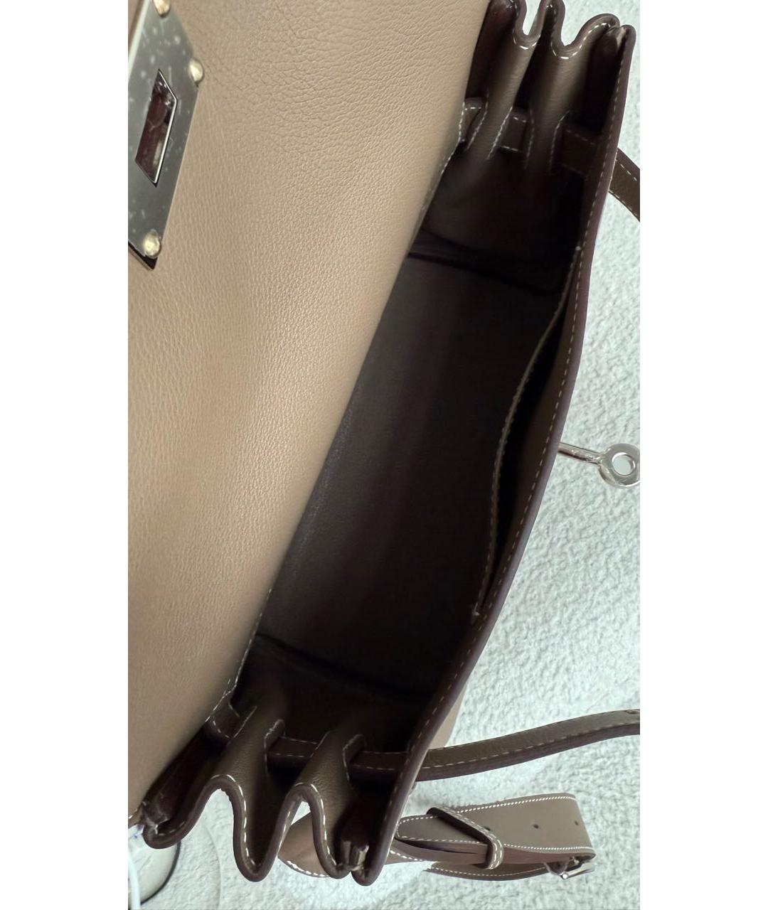 HERMES Серая кожаная сумка на плечо, фото 4