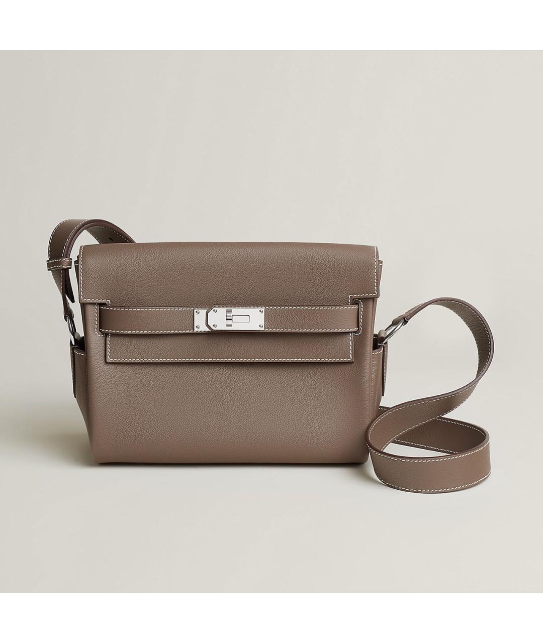 HERMES Серая кожаная сумка на плечо, фото 9