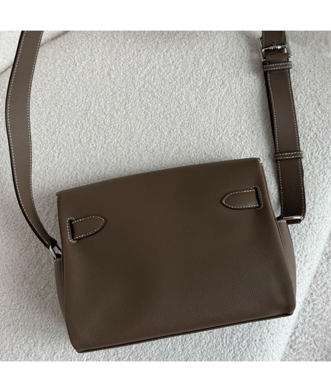 HERMES Серая кожаная сумка на плечо, фото 3