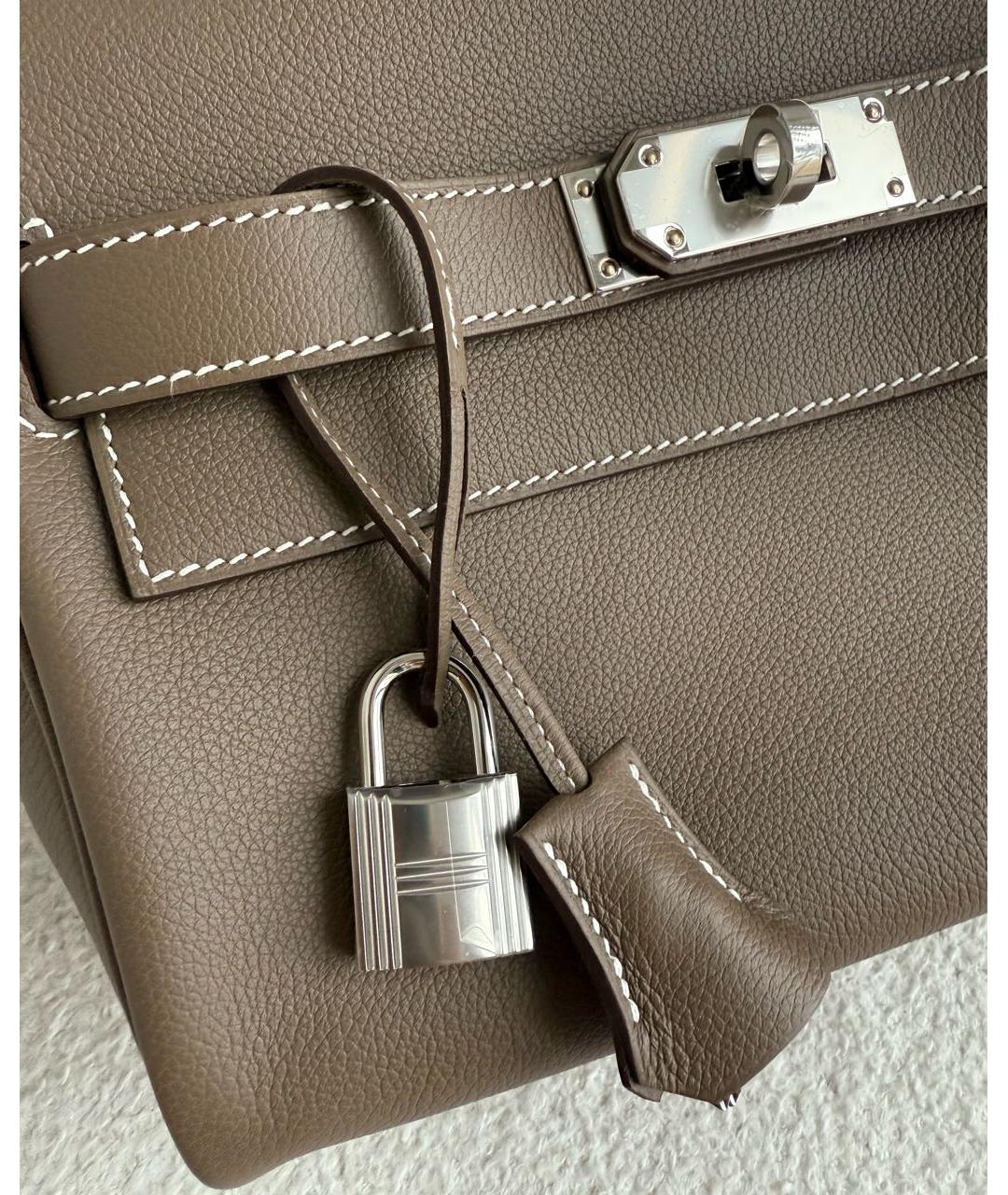 HERMES Серая кожаная сумка на плечо, фото 6