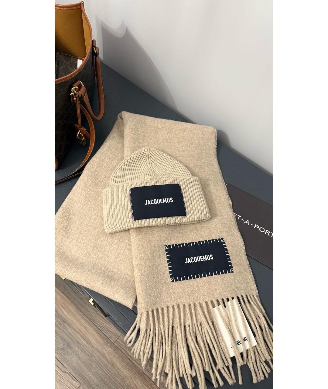 JACQUEMUS Бежевая шерстяная шапка, фото 5