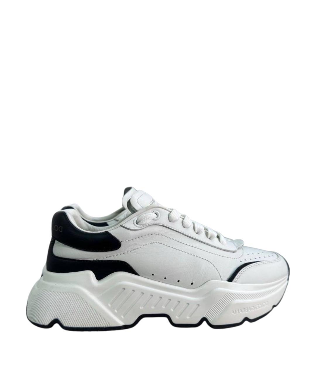 DOLCE&GABBANA Белые кожаные кроссовки, фото 1