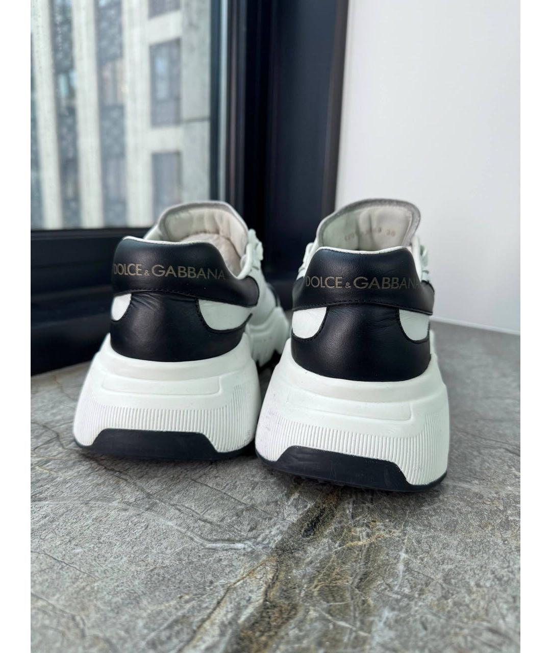 DOLCE&GABBANA Белые кожаные кроссовки, фото 4