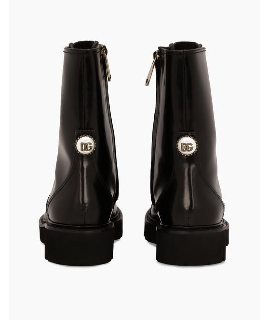 DOLCE&GABBANA Черные кожаные ботинки, фото 3