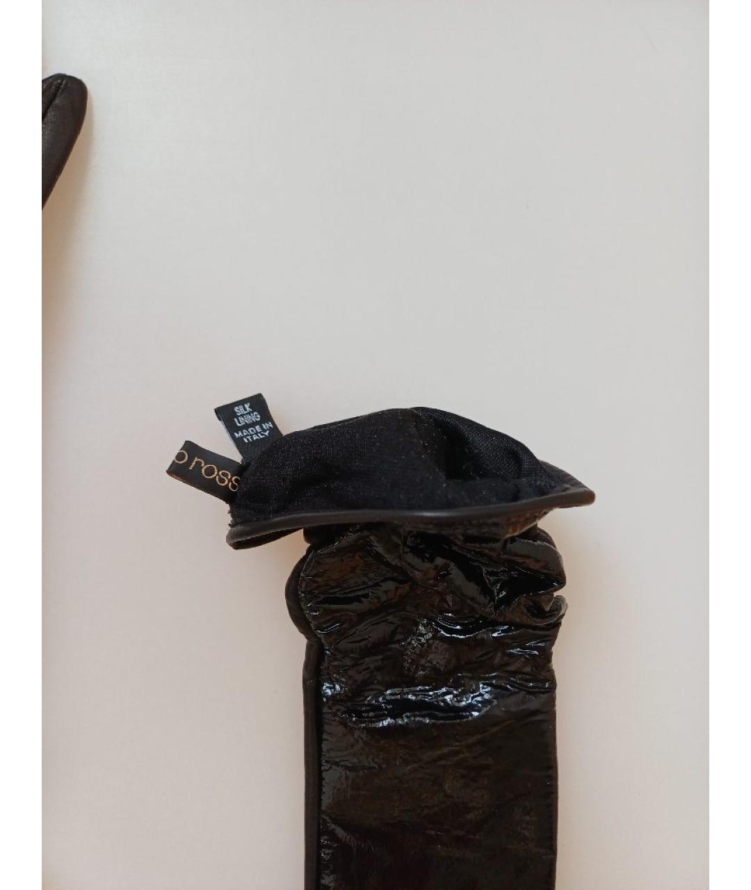 SERGIO ROSSI Черные кожаные перчатки, фото 7