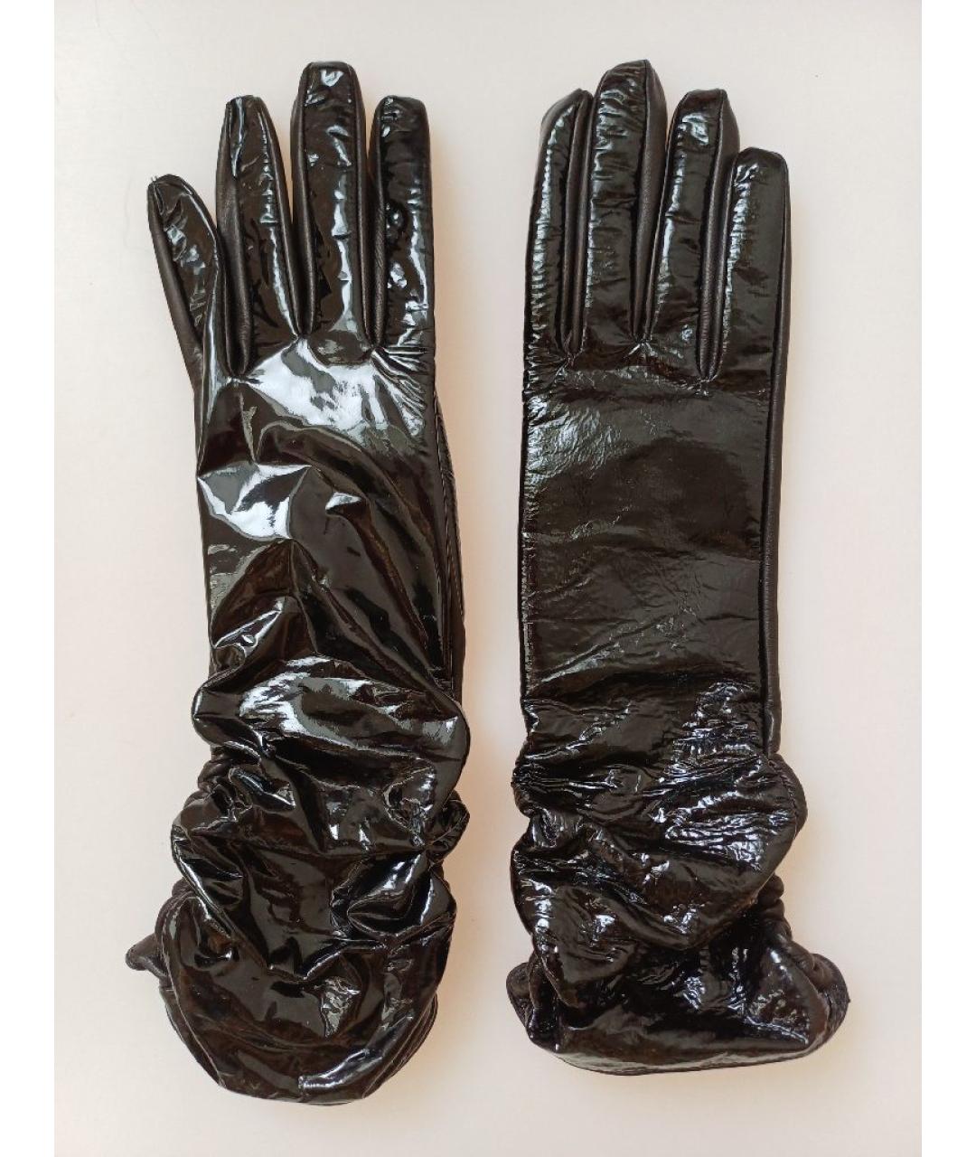 SERGIO ROSSI Черные кожаные перчатки, фото 8