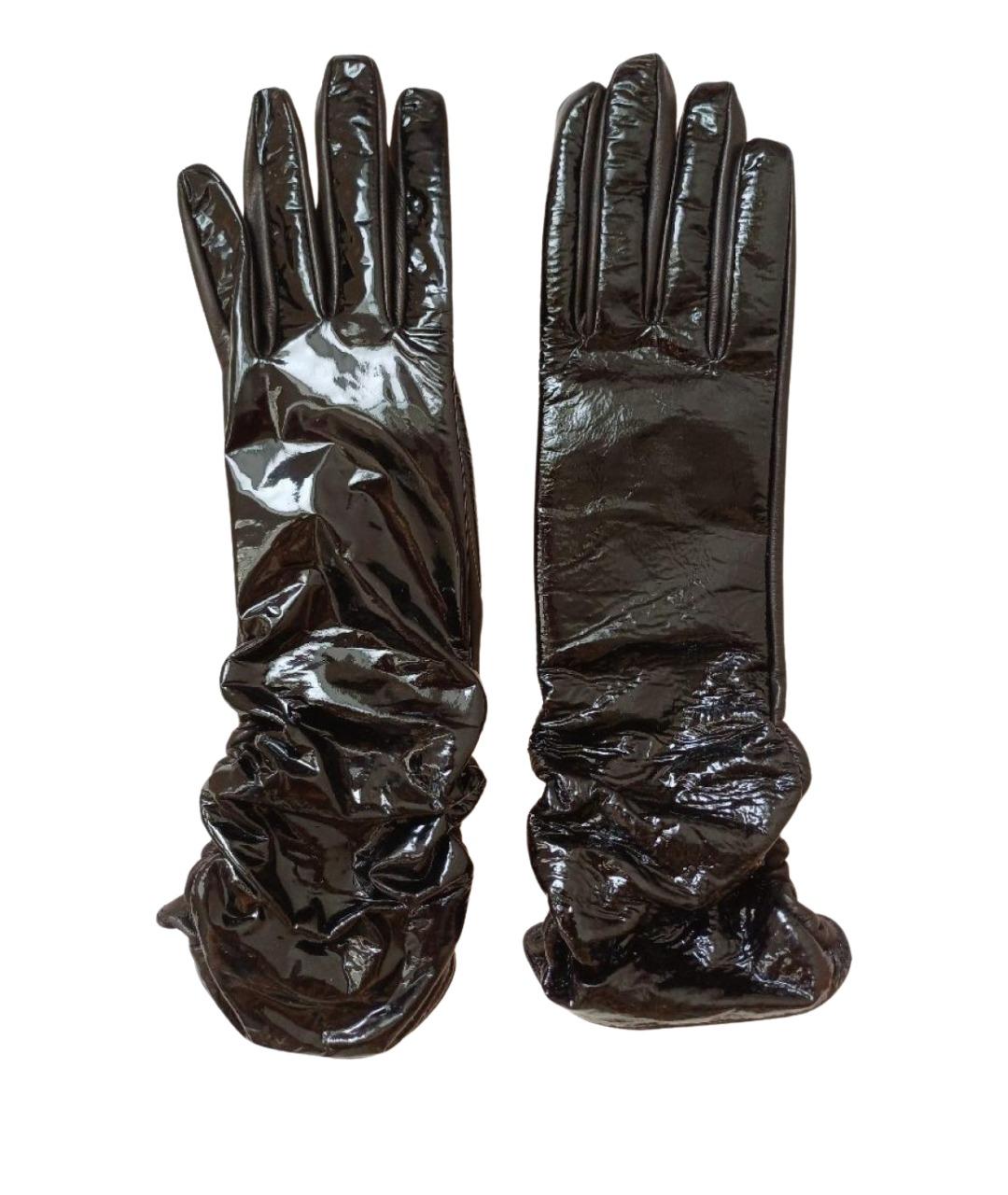 SERGIO ROSSI Черные кожаные перчатки, фото 1