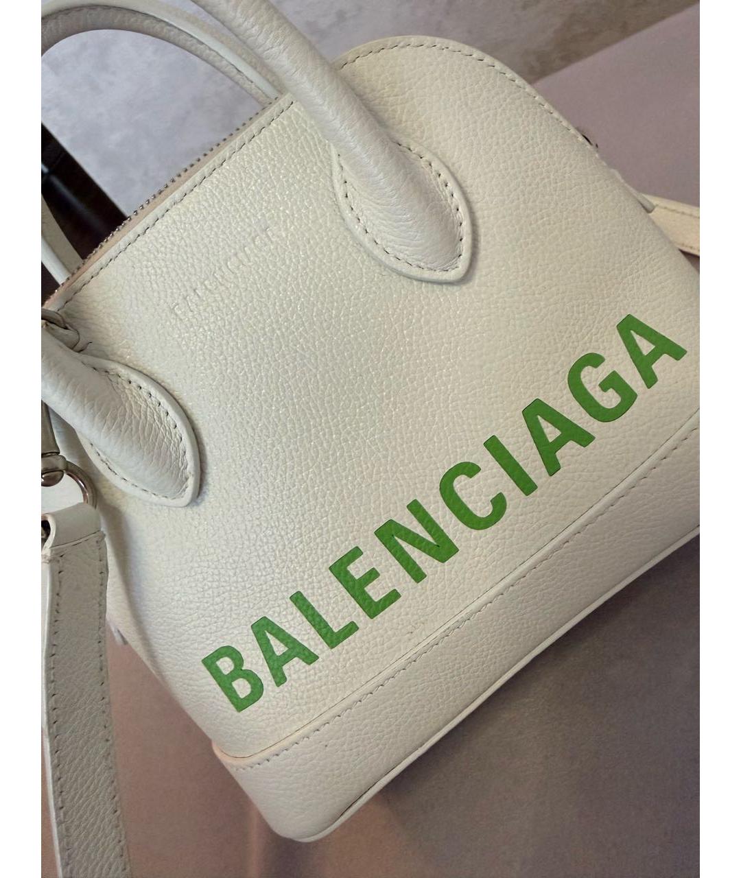 BALENCIAGA Белая кожаная сумка с короткими ручками, фото 6