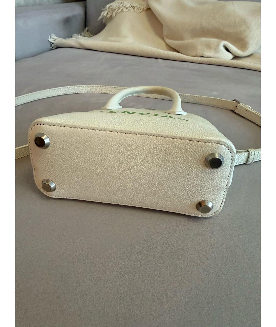 BALENCIAGA Белая кожаная сумка с короткими ручками, фото 5