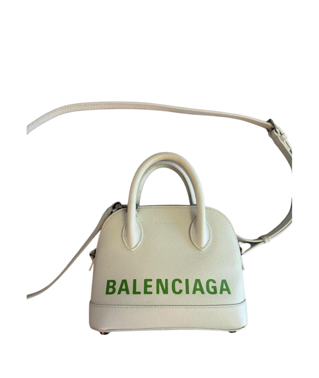 BALENCIAGA Белая кожаная сумка с короткими ручками, фото 1