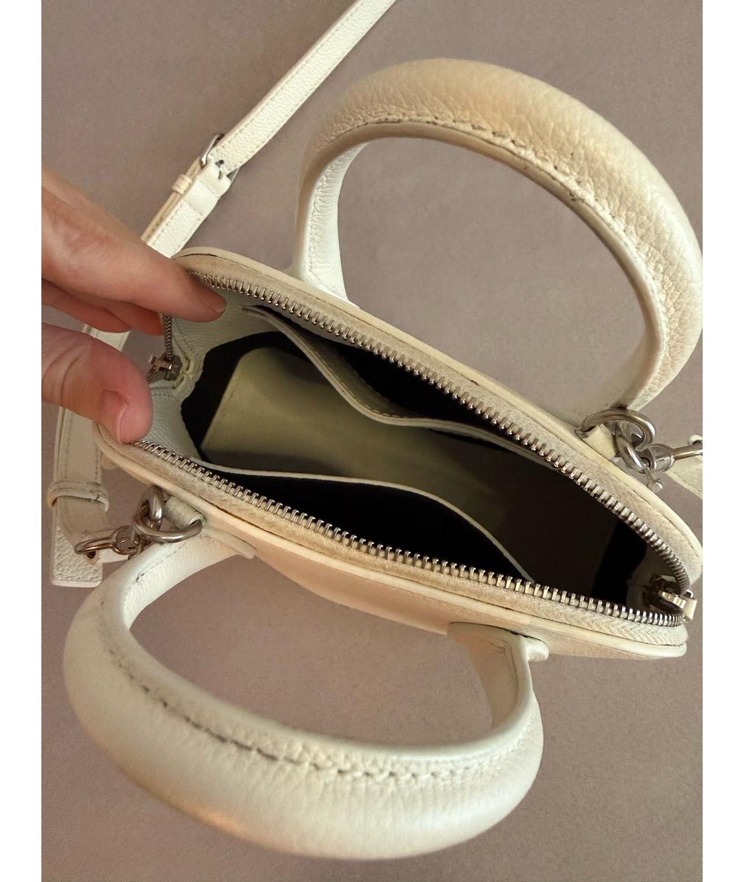 BALENCIAGA Белая кожаная сумка с короткими ручками, фото 4