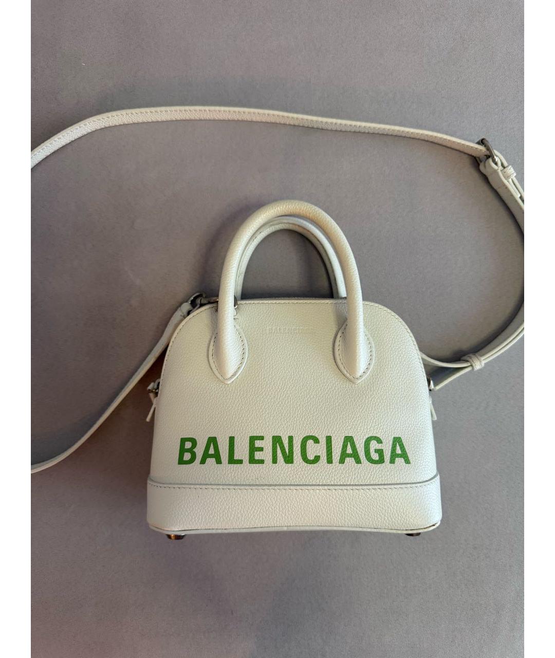BALENCIAGA Белая кожаная сумка с короткими ручками, фото 7